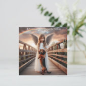 Dackel mit Angel Rainbow Bridge Sympathy Card Karte (Stehend Vorderseite)