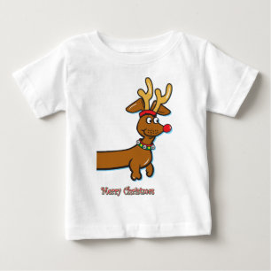 Dackel mit Antlern zu Weihnachten Baby T-shirt