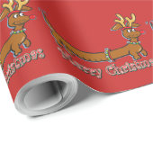 Dackel mit Antlern zu Weihnachten Geschenkpapier (Rolleneckpunkt)