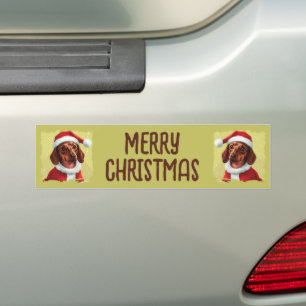 Dackel mit Ausstattung des Weihnachtsmanns - Weihn Autoaufkleber
