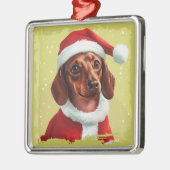 Dackel mit Ausstattung des Weihnachtsmanns - Weihn Ornament Aus Metall (Links)