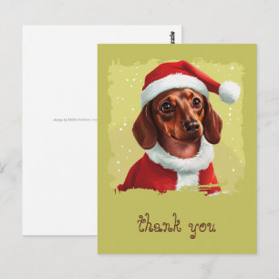 Dackel mit Ausstattung des Weihnachtsmanns - Weihn Postkarte