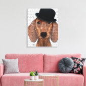 Dackel mit Black Bowler Hat Leinwanddruck (Insitu (Wohnzimmer))