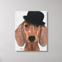 Dackel mit Black Bowler Hat