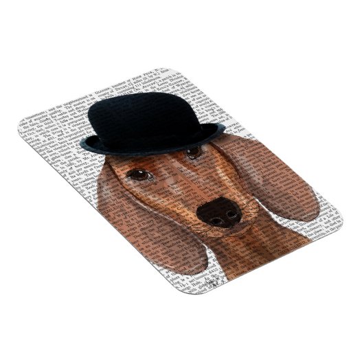 Dackel mit Black Bowler Hat Magnet (Rechte Seite)
