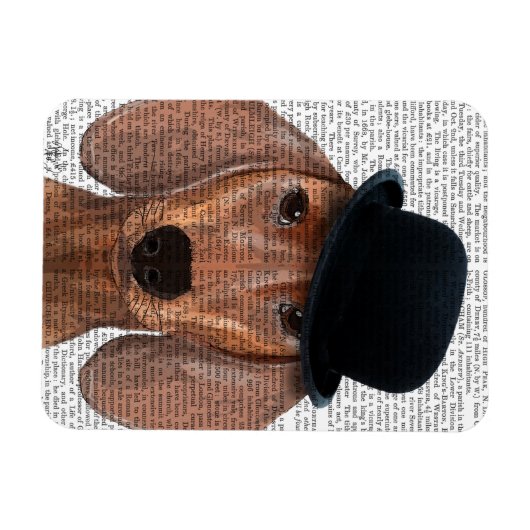 Dackel mit Black Bowler Hat Magnet (Horizontal)