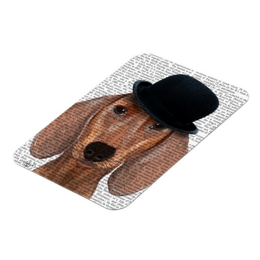 Dackel mit Black Bowler Hat Magnet (Linke Seite)