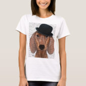 Dackel mit Black Bowler Hat T-Shirt (Vorderseite)