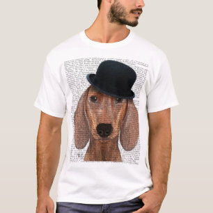 Dackel mit Black Bowler Hat T-Shirt
