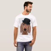 Dackel mit Black Bowler Hat T-Shirt (Vorne ganz)