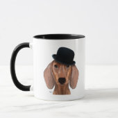 Dackel mit Black Bowler Hat Tasse (Links)