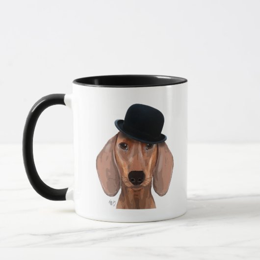 Dackel mit Black Bowler Hat Tasse (Links)