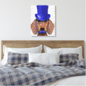 Dackel mit Blue Top Hat und Blue Mustache Leinwanddruck (Insitu (Schlafzimmer))