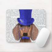 Dackel mit Blue Top Hat und Blue Mustache Mousepad (Mit Mouse)