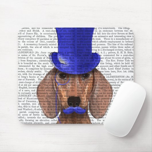 Dackel mit Blue Top Hat und Blue Mustache Mousepad (Mit Mouse)