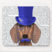 Dackel mit Blue Top Hat und Blue Mustache Mousepad (Vorne)