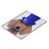 Dackel mit Blue Top Hat und Blue Mustache Notizblock (Linke Seite)