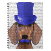 Dackel mit Blue Top Hat und Blue Mustache Notizblock (Vorderseite)