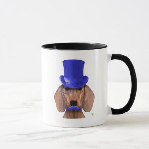 Dackel mit Blue Top Hat und Blue Mustache Tasse