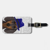 Dackel mit Blue Trilby Gepäckanhänger (Vorderseite horizontal)