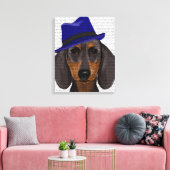 Dackel mit Blue Trilby Leinwanddruck (Insitu (Wohnzimmer))