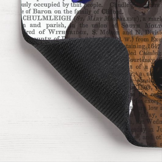 Dackel mit Blue Trilby Mousepad (Ecke)