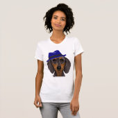 Dackel mit Blue Trilby T-Shirt (Vorne ganz)
