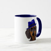 Dackel mit Blue Trilby Tasse (VorderseiteRechts)