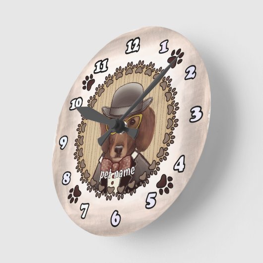 Dackel mit Brille Uhr (Winkel)