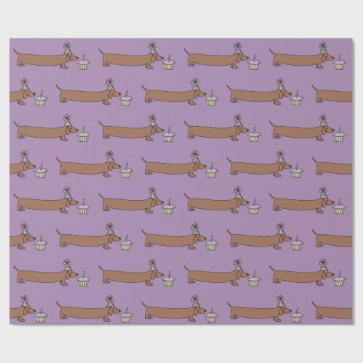 Dackel mit Cupcake Geschenkpapier (Flach)