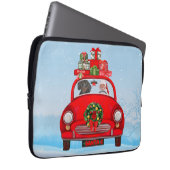 Dackel mit dem Weihnachtsmann im Auto Laptopschutzhülle (Vorne Rechts)