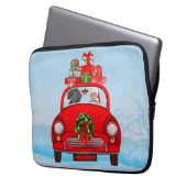 Dackel mit dem Weihnachtsmann im Auto Laptopschutzhülle (Vorderseite Links)