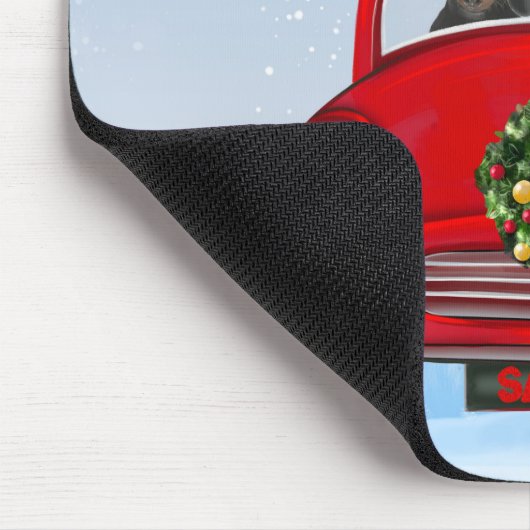 Dackel mit dem Weihnachtsmann im Auto Mousepad (Ecke)