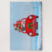 Dackel mit dem Weihnachtsmann im Auto Puzzle (Vertikal)