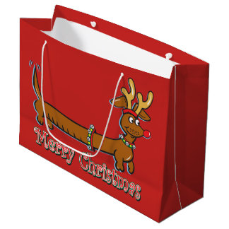 Dackel mit den Ren-Geweihen für Weihnachten Große Geschenktüte