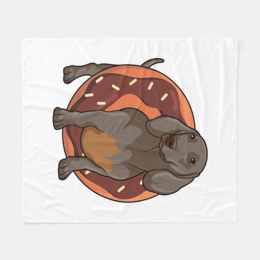 Dackel mit Donut Fleecedecke (Vorderseite (Horizontal))