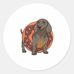 Dackel mit Donut Runder Aufkleber