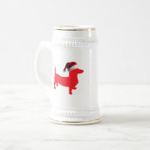 Dackel mit einem Santa Claus-Hut Bierglas (Vorderseite Links)