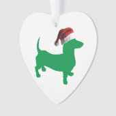 Dackel mit einem Santa Claus-Hut Ornament (Vorderseite)
