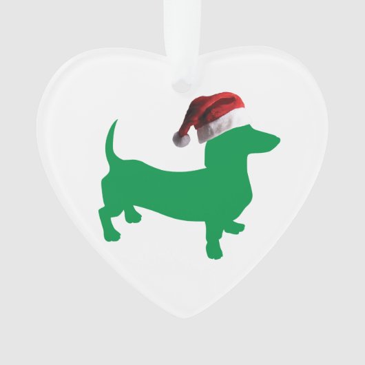 Dackel mit einem Santa Claus-Hut Ornament (Vorderseite)