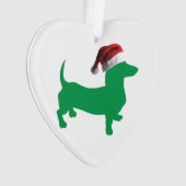 Dackel mit einem Santa Claus-Hut Ornament (Vorderseite)