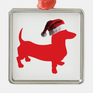 Dackel mit einem Santa Claus-Hut Ornament Aus Metall