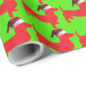 Dackel mit einem Weihnachtshut Geschenkpapier (Rolleneckpunkt)