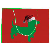 Dackel mit einem Weihnachtshut Große Geschenktüte (Rückseite)