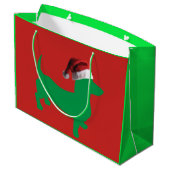 Dackel mit einem Weihnachtshut Große Geschenktüte (Rückseite Schrägansicht)