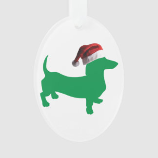 Dackel mit einem Weihnachtshut zu Weihnachten Ornament