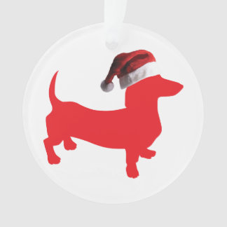 Dackel mit einem Weihnachtshut zu Weihnachten Ornament