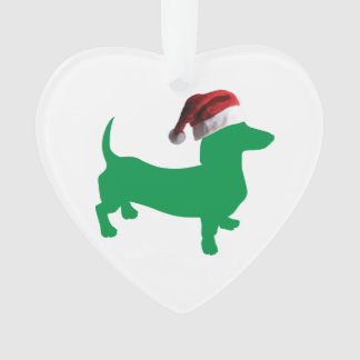 Dackel mit einem Weihnachtshut zu Weihnachten Ornament