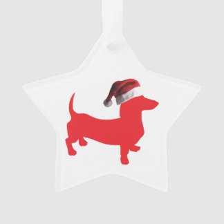 Dackel mit einem Weihnachtshut zu Weihnachten Ornament
