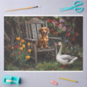 Dackel mit Gans im Garten Entdeckungsreise Seidenpapier (Basteln)
